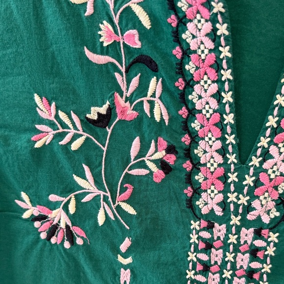 J. Jill Embroidered Green Floral Women's Tunic Top - Picture 4 of 11
